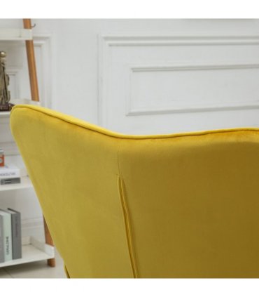 Armchair Velvet Yellow 101H x 71W x 76Dcm HOMCOM Modern Accent Chair Wingback