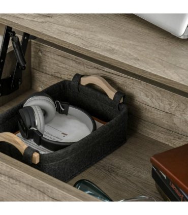 HOMCOM Lift Top Coffee Table w/  Hidden Storage Compartment & Shelves Oak