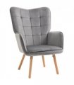 Armchair Velvet Grey 101H x 71W x 76Dcm Modern Accent Chair Wingback Armchair