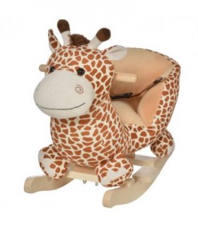 Baby Rocking Horse Kids Ride on Giraffe Plush Toy W/ 32 Song Seat Belt