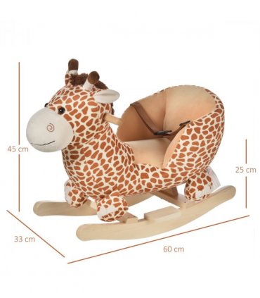Baby Rocking Horse Kids Ride on Giraffe Plush Toy W/ 32 Song Seat Belt