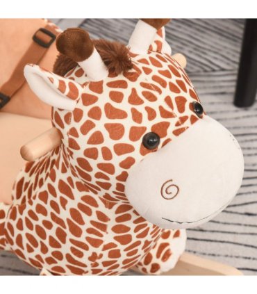 Baby Rocking Horse Kids Ride on Giraffe Plush Toy W/ 32 Song Seat Belt