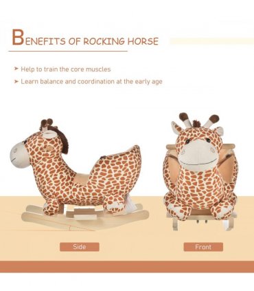 Baby Rocking Horse Kids Ride on Giraffe Plush Toy W/ 32 Song Seat Belt