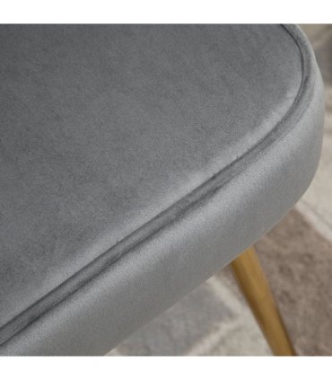 Velvet-Feel Shell Luxe Accent Chair Home Bedroom Lounge Metal Legs Grey