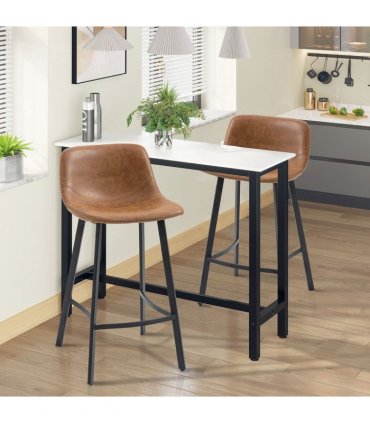 HOMCOM Industrial Bar Stools Set of 2, Bar Chairs with Steel Legs, Brown