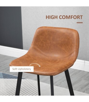 HOMCOM Industrial Bar Stools Set of 2, Bar Chairs with Steel Legs, Brown