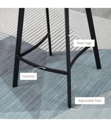 HOMCOM Industrial Bar Stools Set of 2, Bar Chairs with Steel Legs, Brown