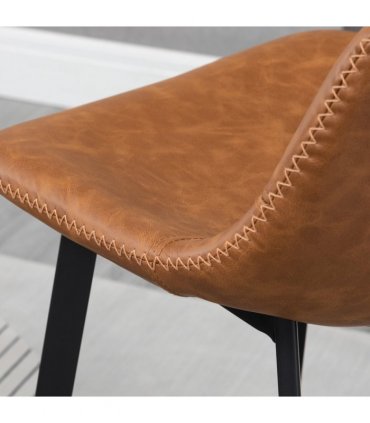 HOMCOM Industrial Bar Stools Set of 2, Bar Chairs with Steel Legs, Brown