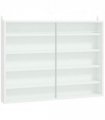 Wall Display Shelf Unit Cabinet 5-Tier Glass Doors White Particle Board