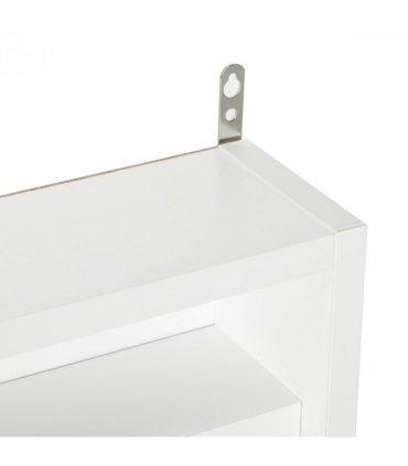 Wall Display Shelf Unit Cabinet 5-Tier Glass Doors White Particle Board