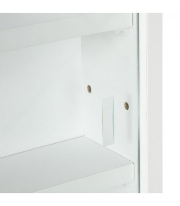 Wall Display Shelf Unit Cabinet 5-Tier Glass Doors White Particle Board