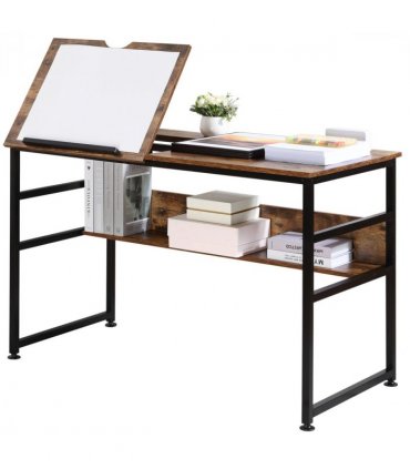 Drafting Table Tiltable 77H x 49W x 50Dcm Particle Board Rustic Brown