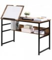 Drafting Table Tiltable 77H x 49W x 50Dcm Particle Board Rustic Brown
