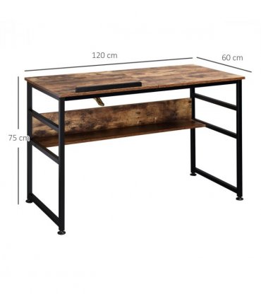 Drafting Table Tiltable 77H x 49W x 50Dcm Particle Board Rustic Brown