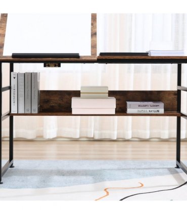 Drafting Table Tiltable 77H x 49W x 50Dcm Particle Board Rustic Brown