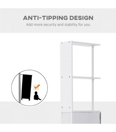 Bathroom Storage Cupboard Thin Cabinet Unit Shelf White 15W x 33D x 136.5H MDF
