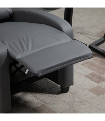 HOMCOM Recliner Armchair, Massage Faux Leather Push Back Reclining Chair with Adjustable Leg Rest, Side Pocket, for Home Living Room Theatre, Grey