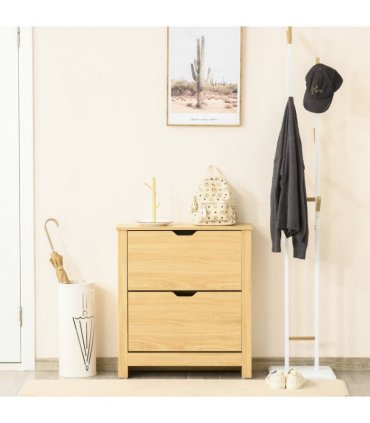 Shoe Storage Cabinet Brown Oak Tone Finish 12 Pairs 80H x 72L x 26Dcm