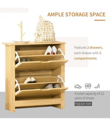 Shoe Storage Cabinet Brown Oak Tone Finish 12 Pairs 80H x 72L x 26Dcm