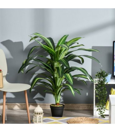 Plastic Green 110cm/3.6FT Artificial Dracaena Tree Decorative Plant 40 Leaves