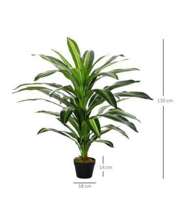 Plastic Green 110cm/3.6FT Artificial Dracaena Tree Decorative Plant 40 Leaves