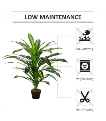 Plastic Green 110cm/3.6FT Artificial Dracaena Tree Decorative Plant 40 Leaves
