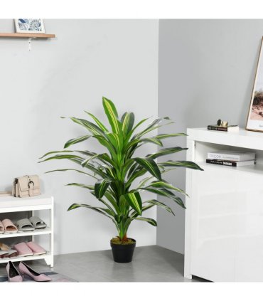 Plastic Green 110cm/3.6FT Artificial Dracaena Tree Decorative Plant 40 Leaves