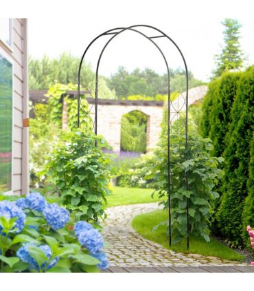 Metal Vintage Garden Arch Lawn Arbor Trellis Rose Plant Climbing Rack Outsunny