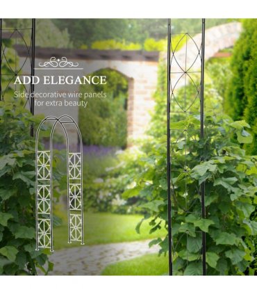 Metal Vintage Garden Arch Lawn Arbor Trellis Rose Plant Climbing Rack Outsunny