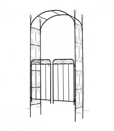 Metal Decorative Backyard Arch Gate Garden Arbor for Climbing Plants Outsunny