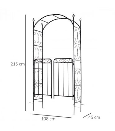Metal Decorative Backyard Arch Gate Garden Arbor for Climbing Plants Outsunny