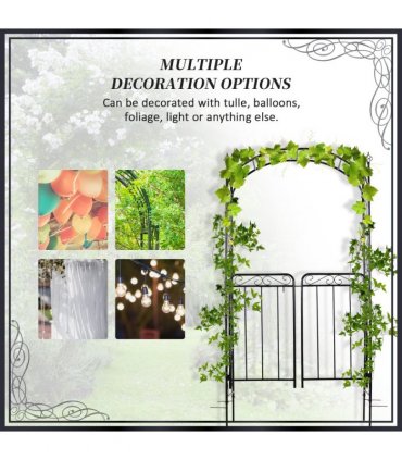 Metal Decorative Backyard Arch Gate Garden Arbor for Climbing Plants Outsunny