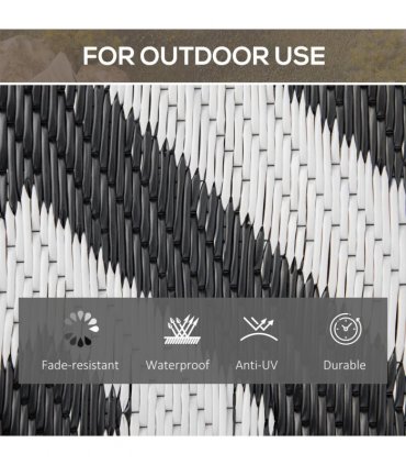 Outdoor Rug Portable Plastic Straw RV 152L x 243W x 0.3T cm 121x182cm Black