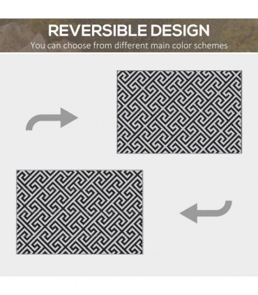 Outdoor Rug Portable Plastic Straw RV 152L x 243W x 0.3T cm 121x182cm Black