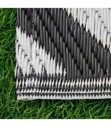Outdoor Rug Portable Plastic Straw RV 152L x 243W x 0.3T cm 121x182cm Black
