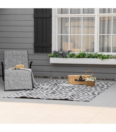Outdoor Rug Portable Plastic Straw RV 152L x 243W x 0.3T cm 121x182cm Black