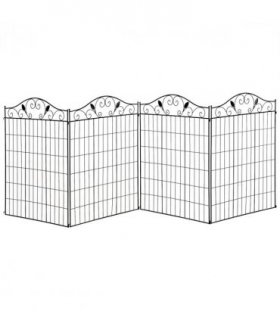 Garden Decorative Fence 4 Panels 44in x 12ft Steel Wire Border Edging Outsunny