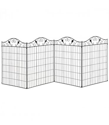 Garden Decorative Fence 4 Panels 44in x 12ft Steel Wire Border Edging Outsunny