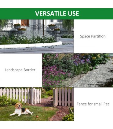 Garden Decorative Fence 4 Panels 44in x 12ft Steel Wire Border Edging Outsunny