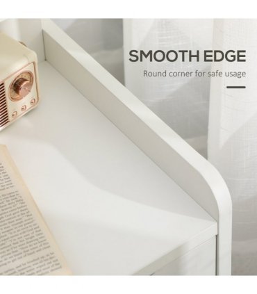 Bedside Table White 40L x 30D x 60H cm 2 Drawers Particle Board Storage Shelves