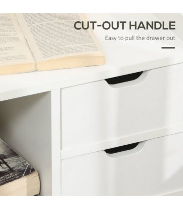 Bedside Table White 40L x 30D x 60H cm 2 Drawers Particle Board Storage Shelves