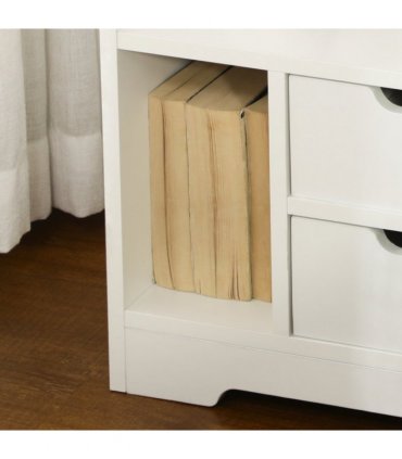 Bedside Table White 40L x 30D x 60H cm 2 Drawers Particle Board Storage Shelves