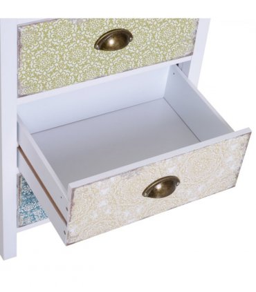 Storage Chest Unit Dresser 5 Drawer Retro Style Wood White Entryway