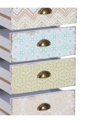 Storage Chest Unit Dresser 5 Drawer Retro Style Wood White Entryway