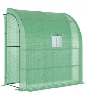 Green Walk-In Wall Greenhouse 200L x 100W x 215Hcm PE Cover Steel Tubing