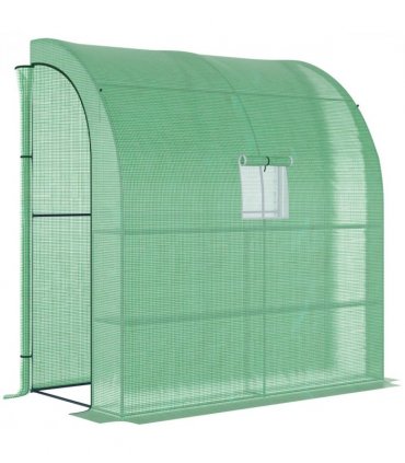 Green Walk-In Wall Greenhouse 200L x 100W x 215Hcm PE Cover Steel Tubing