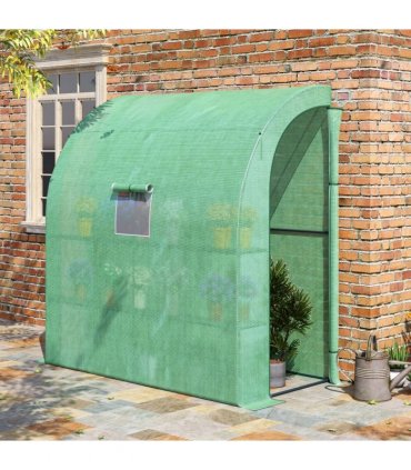 Green Walk-In Wall Greenhouse 200L x 100W x 215Hcm PE Cover Steel Tubing
