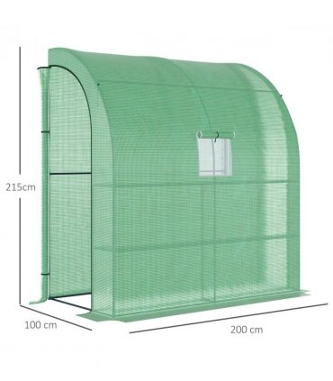 Green Walk-In Wall Greenhouse 200L x 100W x 215Hcm PE Cover Steel Tubing