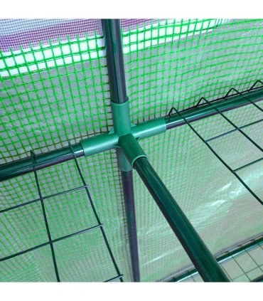 Green Walk-In Wall Greenhouse 200L x 100W x 215Hcm PE Cover Steel Tubing