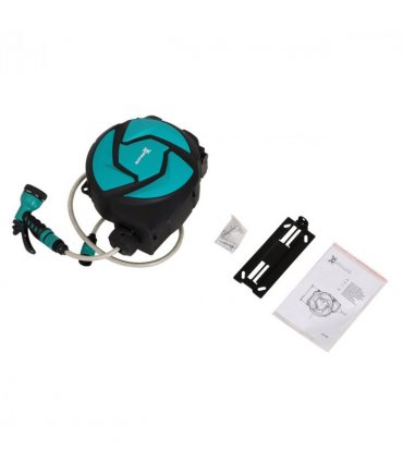 Garden Water Hose Reel 10M Blue Plastic Auto Retract Spray Locking Durhand